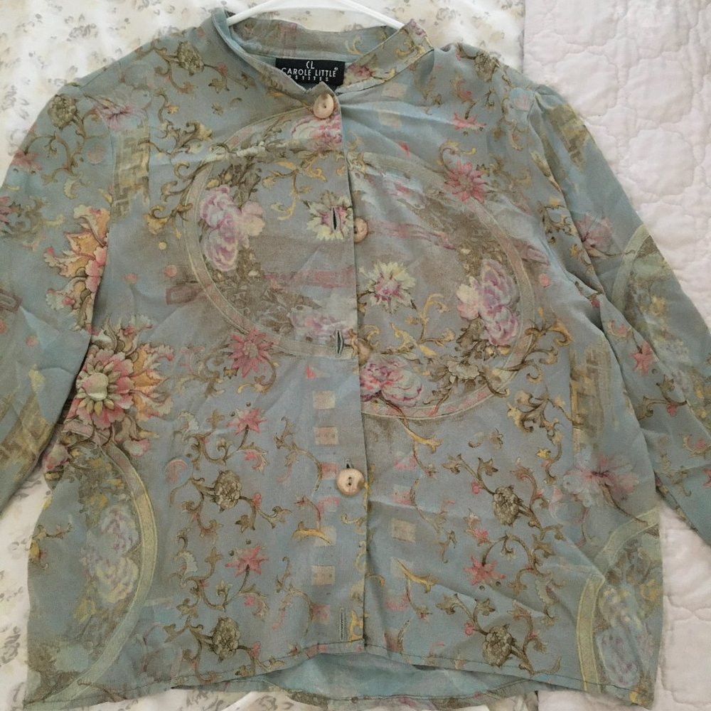 Carole Little floral button up blouse